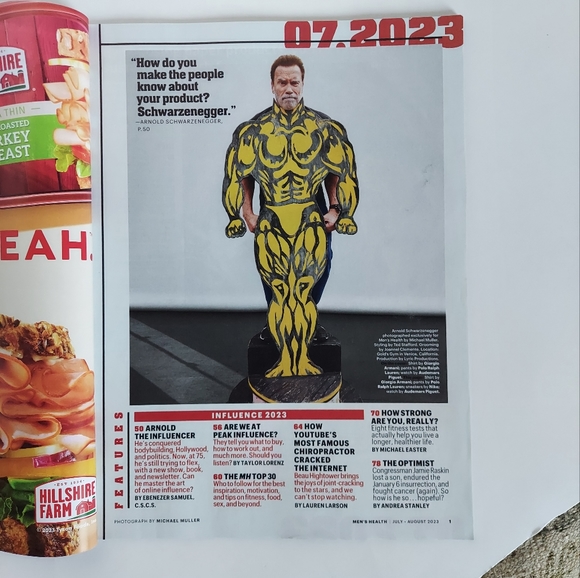 Men's Health July August 2023  Summer of Arnold schwarzenegger Beau Hightower - Picture 2 of 8